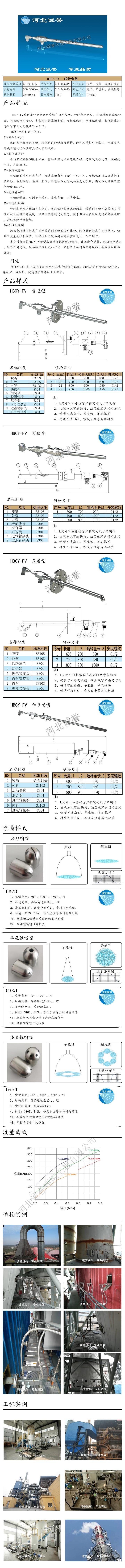 電廠脫硝噴槍保護(hù)套、噴槍參數(shù)、材質(zhì)尺寸、流量分布圖、扇形空心錐俯視圖介紹，以及噴槍霧化視頻展示和工程案例介紹